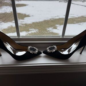 Badgley Mischka Black Heels with Crystal Embellishments